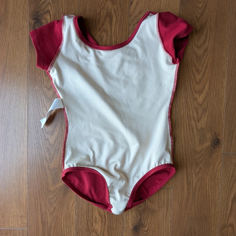 Capezio CC400C Short Sleeve Leotard Garnet Children's Medium NWT